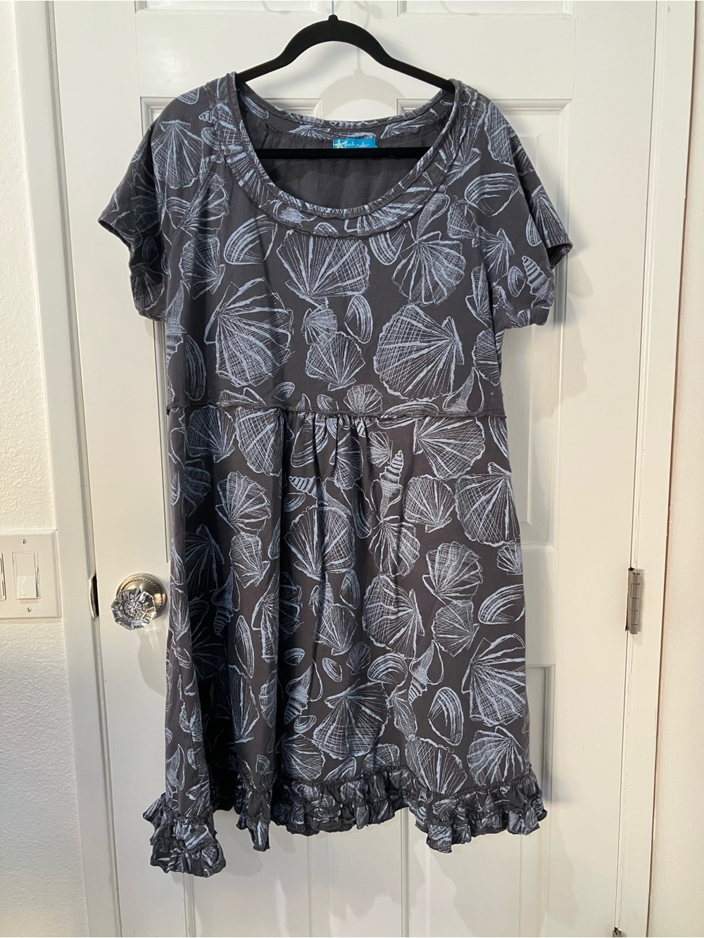 fresh produce Gray Shell-Print Midi Dress